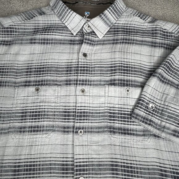 Kuhl Shirt Mens Skorpio 2XL Gray Plaid Camp Hiking Linen Blend Lightweight XXL - Picture 1 of 13